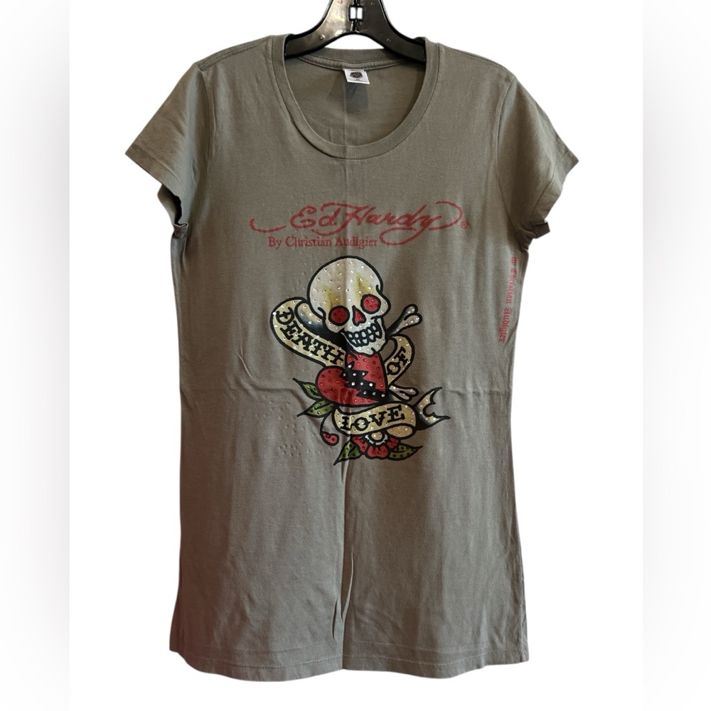Ed Hardy 100% Cotton Y2K Skull Graphic Tee Size Medium